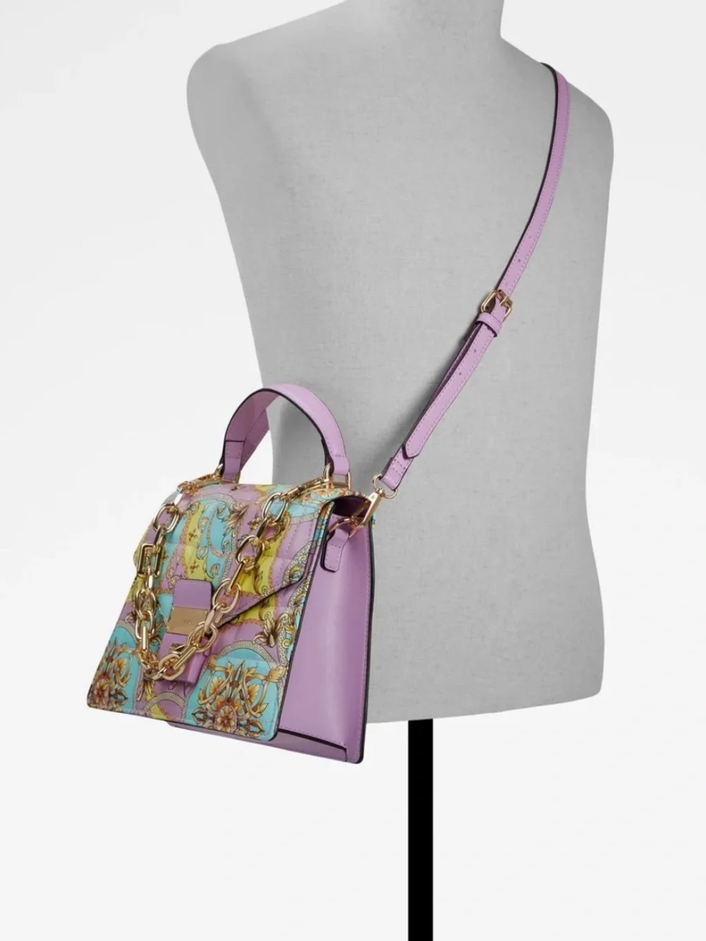 NWOT Pastel Floral Chain-Accent Top Handle Kamelia Bag by ALDO